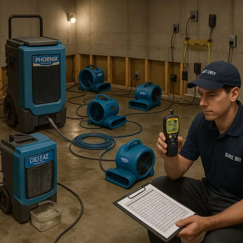 Structural Drying and Dehumidification process in Westport, IN